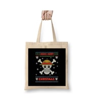 One Piece Kurukafa Christmas Yılbaşı Beyaz Bez Çanta Uzun Saplı Alışveriş Çantası