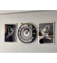 Aynalı Model 2 Li Kelebek Tablo Ve Saat Seti (Gümüş)