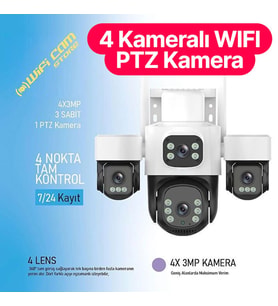 4 Kameralı Wifi Güvenlik Kamerası (Siyah Beyaz)