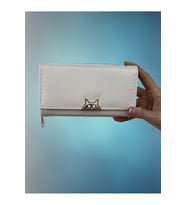 Kadın Cüzdan Ekru Gold Kedi Detaylı
