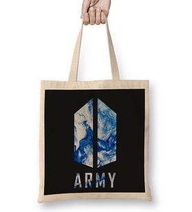 Bts Army Logo Abstract Ocean Blue Sea Kpop Army Bez Çanta Uzun Saplı