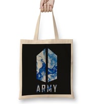 Bts Army Logo Abstract Ocean Blue Sea Kpop Army Bez Çanta Uzun Saplı