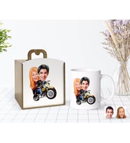 BK Gift Kişiye Özel Ahşap Kutuda Sevgililer Karikatürlü Beyaz Kupa Bardak-17