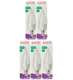 (5 Adet) Şavk 5,5W (37W) Beyaz Işık (6500K) E14 Duylu (İnce Duy) Led Kıvrık Ampul