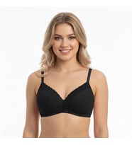 Kadın Balensiz Jakarlı  Kaşkorse Rib Soft Bra Sütyen BB2103 (Siyah)