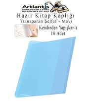 Hazır Kitap Kaplığı Şeffaf Buzlu Mavi 10 Adet 1 Paket Cırtlı Ayarlanabilir Kendinde Yapışkanlı Kaplık  Okul Sınıf