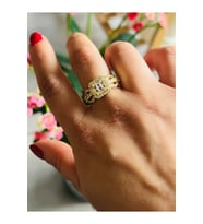 ÇELİK AYARLANABİLİR GOLD RENK BAGET TAŞLI YÜZÜK ACR0140