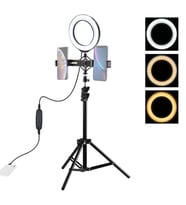 PULUZ 1.1M Çift Telefon tutucu 6.2CM Led Işık Stand YoutuberCanlı Yayın Selfie - HPSBYI4323-9