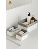 Bambu Ev ve Banyo Düzenleyici Kutular 3'lü Set Beyaz