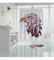 Duş Perdesi Kartal Desenli Dijital Baskılı Banyo Perdesi 180x200 cm Tek Kanat Banyo Perdeleri (Çok Renkli)