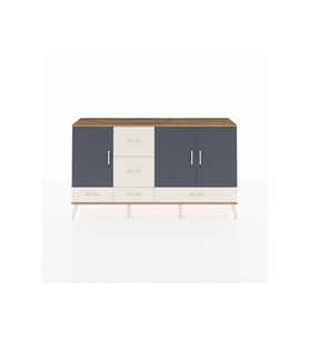 Arges Konsol 4 Raflı 5 Çekmeceli 3 Kapaklı 176x30x99 Çam-Antrasit/Aytaşı