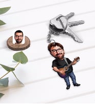 BK Gift Kişiye Özel Baba Karikatürlü Ahşap Anahtarlık-4
