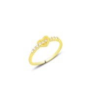 Gümüş altın yaldızlı zirkon taşlı kalp modeli ayarlamalı yüzük SGTL12165GOLD (Rose)