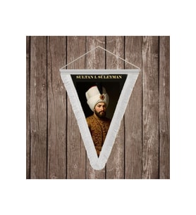 I. Süleyman-Kanûnî Sultan Süleyman Beyaz Saçaklı Takdim Flama Bayrak Osmanlı Padişahları Serisi