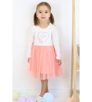 Breeze Kız Çocuk Uzun Kollu Elbise Yazı Baskılı Kalpli 1.5-5 Yaş, Ekru