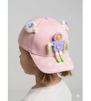Kitti 5-8 Yaş Çıkarılabilir Oyuncak Figürlü Çocuk Kep Şapka (Pembe)