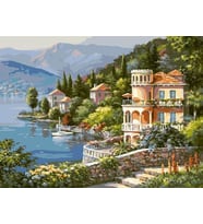 Sahilde Yalılar 3 Sayılarla Boyama Seti(40x50 cm Tuval Şasesine Gerili)