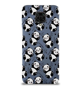 Xiaomi Redmi Note 9s Uyumlu Lansman Kılıf Panda Tasarımlı İçi Kadife Kapak-Petrol Mavisi (Şeffaf)
