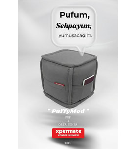 Kare Puf Sehpa Dekoratif Salon Pufu 40x40X42 cm Gri