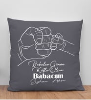 BK Gift Kişiye Özel İsimli Babalar Günü Tasarımlı Gri Kırlent Yastık-8, Babaya Hediye, Ev Dekorasyonu, Babalar Günü Hediyesi