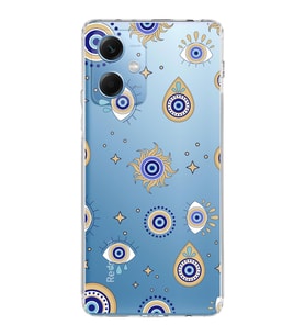 PrintiFy Xiaomi Redmi Note 12 4G ile Uyumlu Nazar Boncuğu 5  Kamera Korumalı Şeffaf Silikon Kılıf