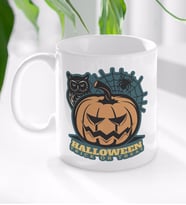 BK Gift Halloween Tasarımlı Beyaz Kupa Bardak-2