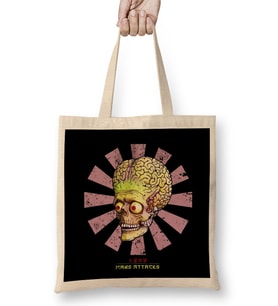 Mars Attacks Retro Japanese Bez Çanta Uzun Saplı
