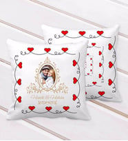 BK Gift Kişiye Özel İsimli Fotoğraflı Kurdela Kalp Desenli Dekoratif Kırlent Yastık-2 (Beyaz)