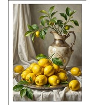 Limonlar Ve Vazoda Limon Çiçeği Dekoratif Kanvas - Mdf Ahşap Tablo