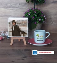 Orman Mühendisi Fotoğraflı Dekoratif Taş, Ahşap Altlıklı Türk Kahvesi Fincanı Hediye (Model 6)