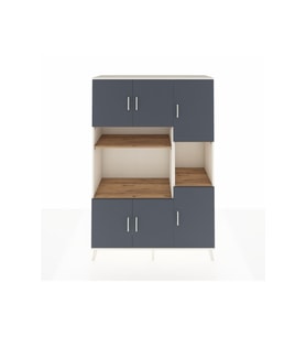 Hyperion Dolap 9 Raflı 6 Kapaklı 132x44x195 Aytaşı-Antrasit/Çam