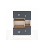Hyperion Dolap 9 Raflı 6 Kapaklı 132x44x195 Aytaşı-Antrasit/Çam