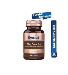 Dynavit Mag Complex 200mg Magnezyum Kompleks 3lü Form (Malat-Sitrat-Bisglisinat) 60 Tab–Kas & Kemik & Enerji