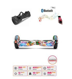 CityMate Elektrikli Kaykay Full Ledli Hoverboard Bluetooth Hoparlörlü 6.5 Inch Çanta Hediyeli D19