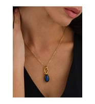 14 K Gold Kaplama 925 Ayar Gümüş Doğal Labradorite Kolye