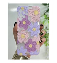 Samsung Galaxy A13 Uyumlu Pastel Renkli Çiçekler Desenli Şeffaf Telefon Kılıfı