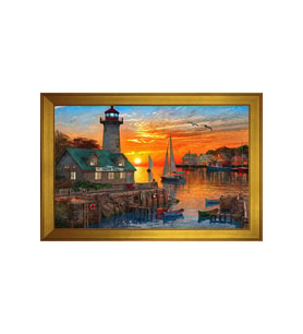 Manzara Temalı Kanvas Tablo 80 x 110 cm Gold Çerçeve