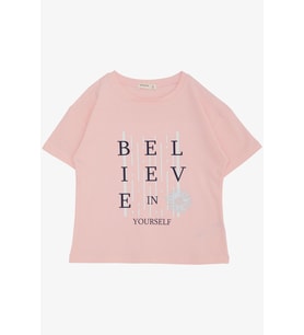 Breeze Kız Çocuk Tişört Crop Slogan Temalı Çiçek Baskılı 9-14 Yaş, Pembe