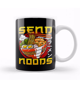 Funny Send Noods Anime Gamer Pho Ramen Noodle Pun Kupa Bardak Porselen