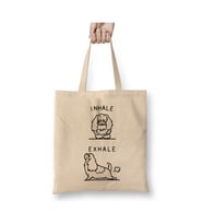 Inhale Exhale Cavalier King Charles Spaniel Yoga Beyaz Bez Çanta Uzun Saplı