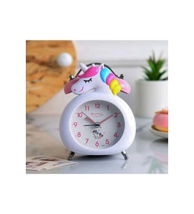 Unicorn Işıklı Alarmlı Masa Saati Çift Çanlı Akar Saniyeli Dekoratif Çalar Saat