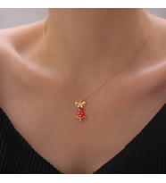 925 Ayar Gümüş Yılbaşı Hediyesi Mineli Çan Kolye (Gold)