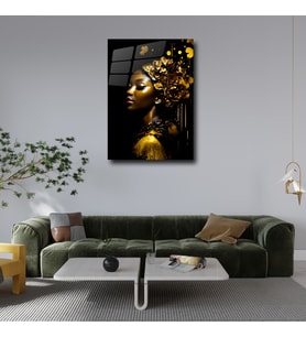 Leylaser Gold Kadın Görseli  Cam Tablo Duvar Dekoru 2