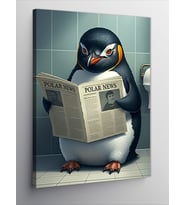Kanvas Tablo Gazete Okuyan Penguen