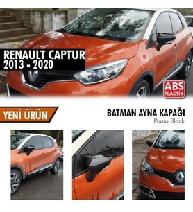 Renault Captur Uyumlu (2013-2020) Yarasa Ayna Kapağı (Piano Black)