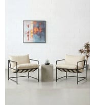 SLLER 2'li Modern Tasarım Berjer Metal İskeletli Portatif Berjer Flok Kumaş Döşeme Salon Dizayn