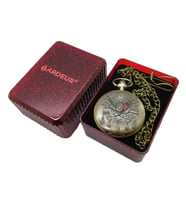 Ardeur® Vintage Osmanlı Arması Kabartmalı Desen İşlemeli Pirinç İsme Özel Lüks Cep Saati Köstekli Saat