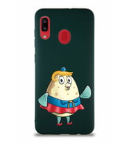 Samsung Galaxy A30 Soft Premier Kapak Bayan Puff Tasarımlı Silikon Kılıf - Yeşil (Şeffaf)