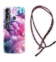 Tecno Spark 6 6 Go 8C 8 Pro 7 7 Pro Kılıf Boyun Asklı Rasta Silikon Pink Cloud 1305