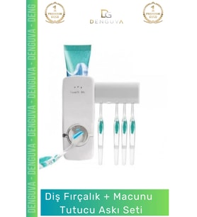 #MacunTutucu Otomatik Diş Macunu Sıkacağı Hijyenik Banyo Düzenleyici Pratik Vantuzlu 5 Adet Fırçalık